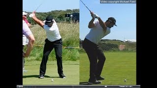 Jon Rahm golf swing  Long Iron faceon amp downtheline July 2017 [upl. by Hogle421]