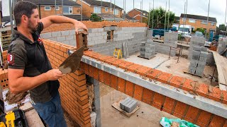 Bricklaying  Soldier Course over a lintel  part 6 [upl. by Drofxer]