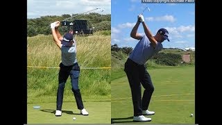 Justin Thomas golf swing  Long Iron faceon amp downtheline July 2017 [upl. by Chalmer792]