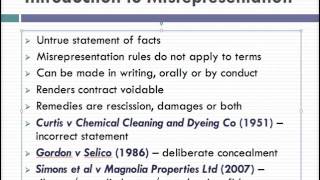 Misrepresentation Lecture 1 of 4 [upl. by Ingeberg]